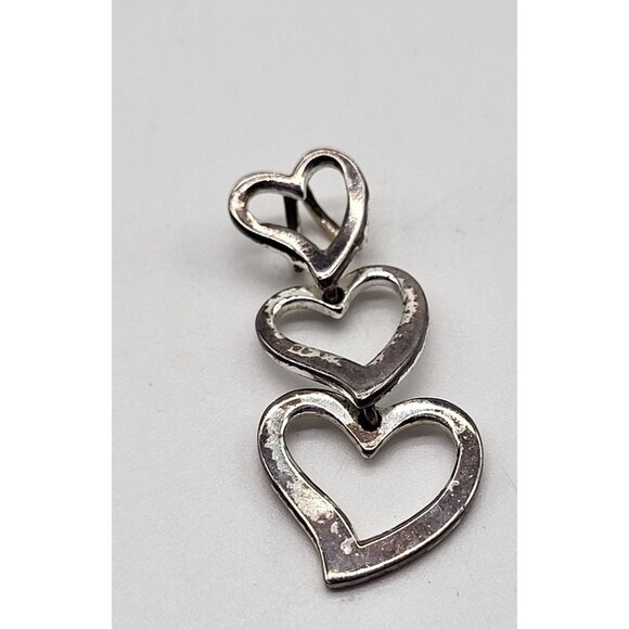 Jewelry - VTG Sterling SIlver 925 Linked Hearts Drop Pendant SU 925 TH Love